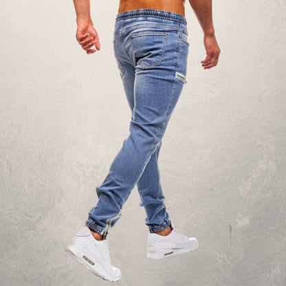 Men’s Jogger Jeans – Slim Fit – Stretch Denim – Elastic Waist – Zipper Pockets
