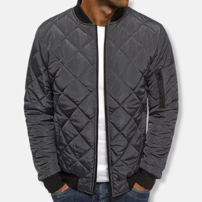 Oscar Regular Fit Quilted Jacket | Banded Collar Zip Pocket Quilted Jacket
