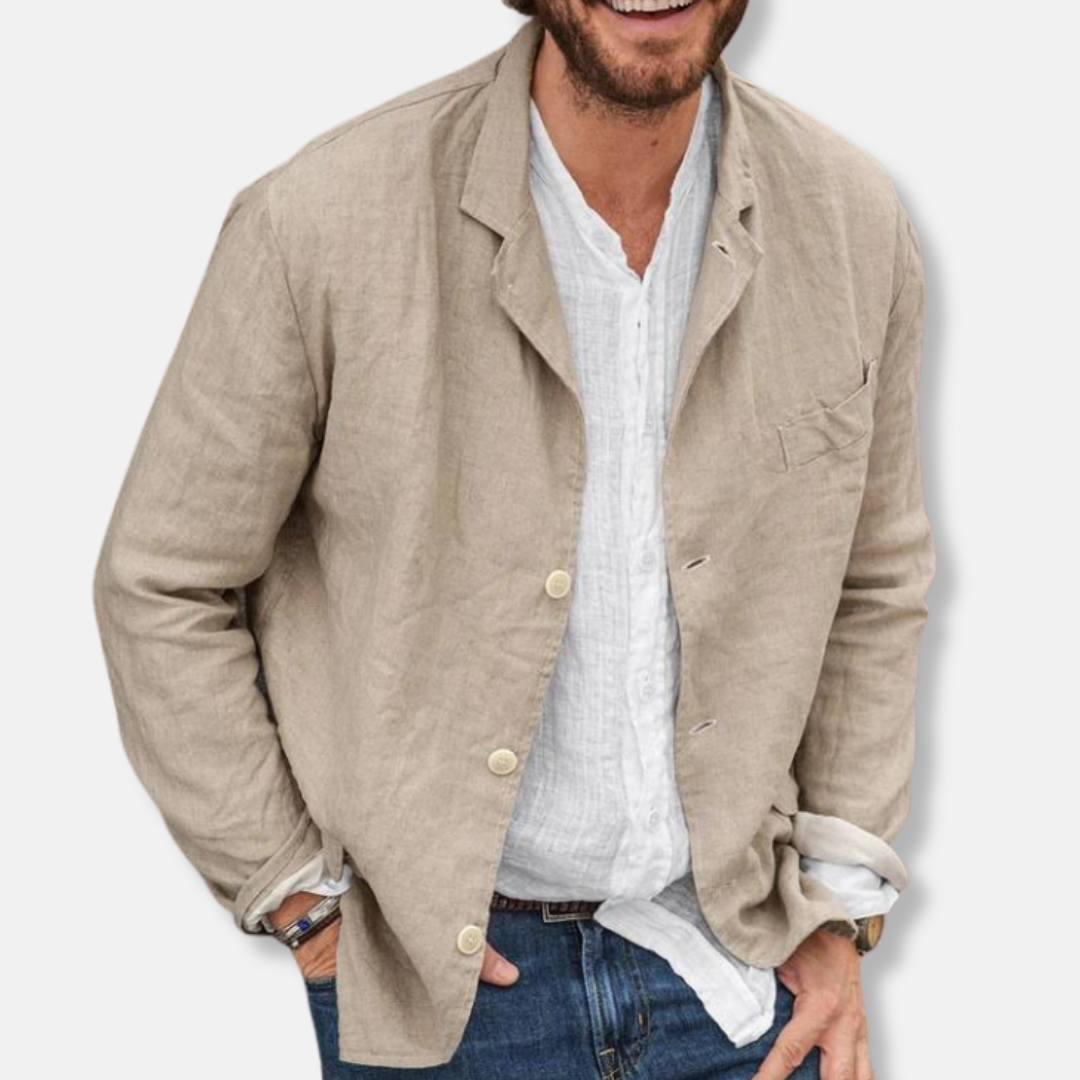 Theodore Relaxed Fit Blazer | Button Front Hip-Length Blazer