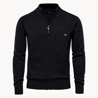 Men’s Hybrid Jacket – Slim Fit – Knitted Wool Blend – Zip-Up – Ribbed Trim