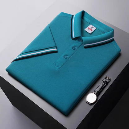 Men’s Polo Shirt – Regular Fit – Breathable Blend – Striped Collar Casual Style