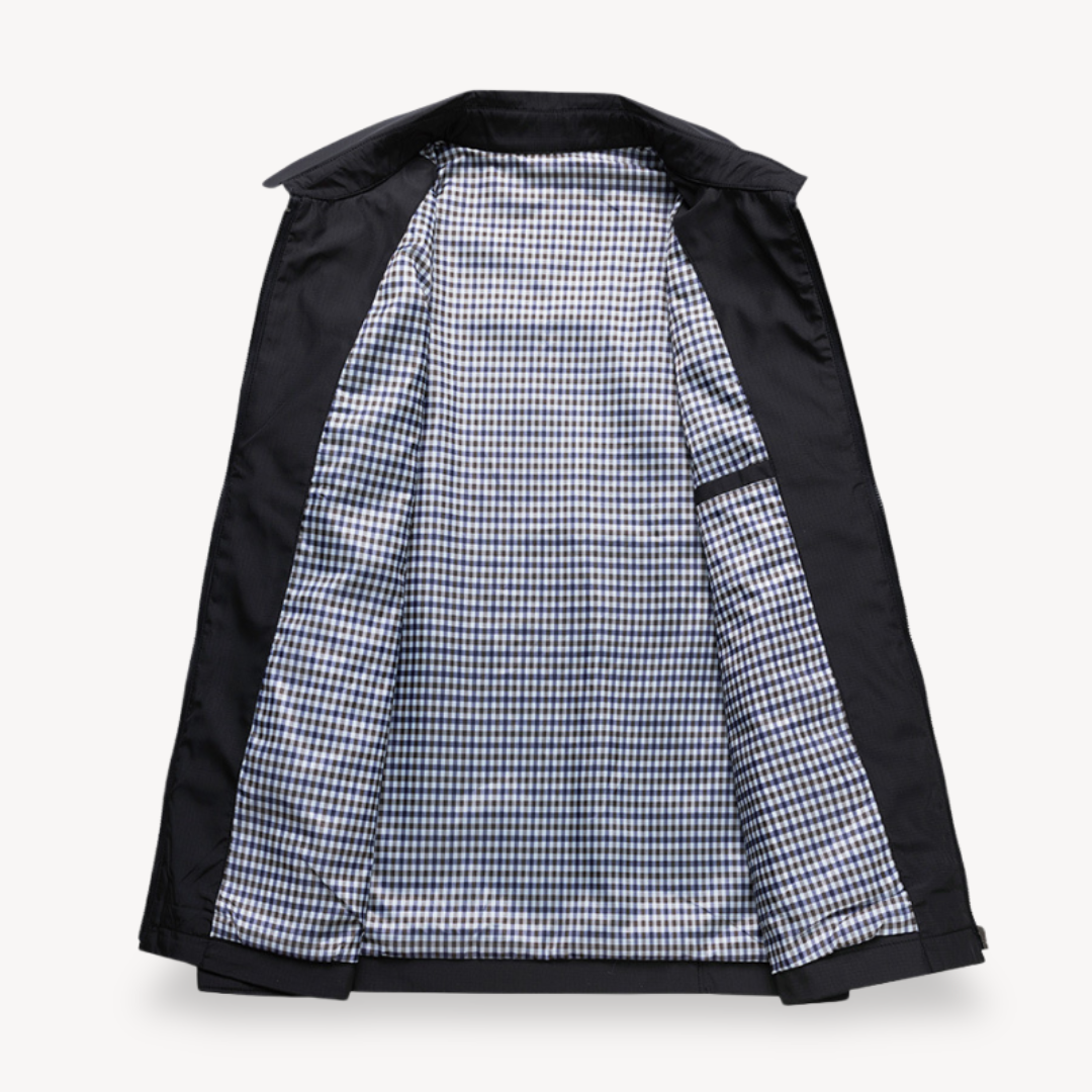 Men’s Lightweight Jacket – Tailored Fit – Breathable Blend – Zip Front – Shirt Collar