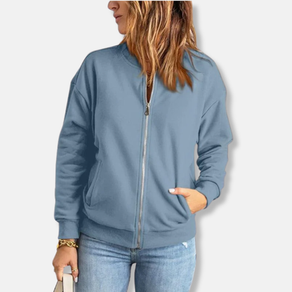 Women’s Jacket – Relaxed Fit – Zip Front – Ribbed Hem and Cuffs