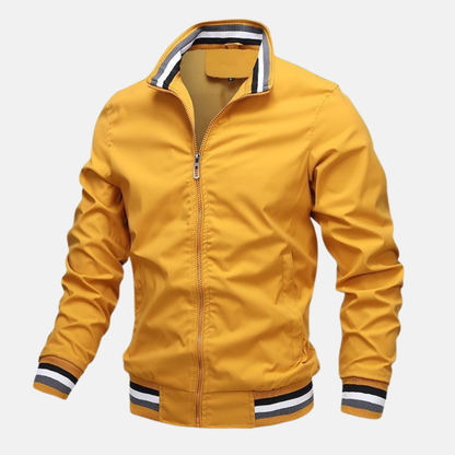 Men’s Jacket – Lightweight Regular Fit – Stand Collar – Ribbed Hem and Cuffs – Zip Front