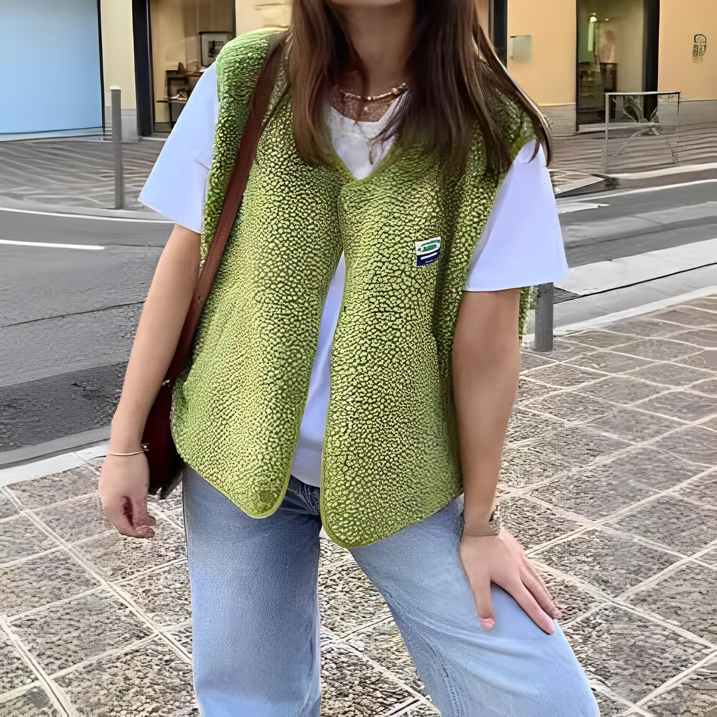 Women’s Vest – Relaxed Fit – Collarless – Single-Breasted Casual Layer