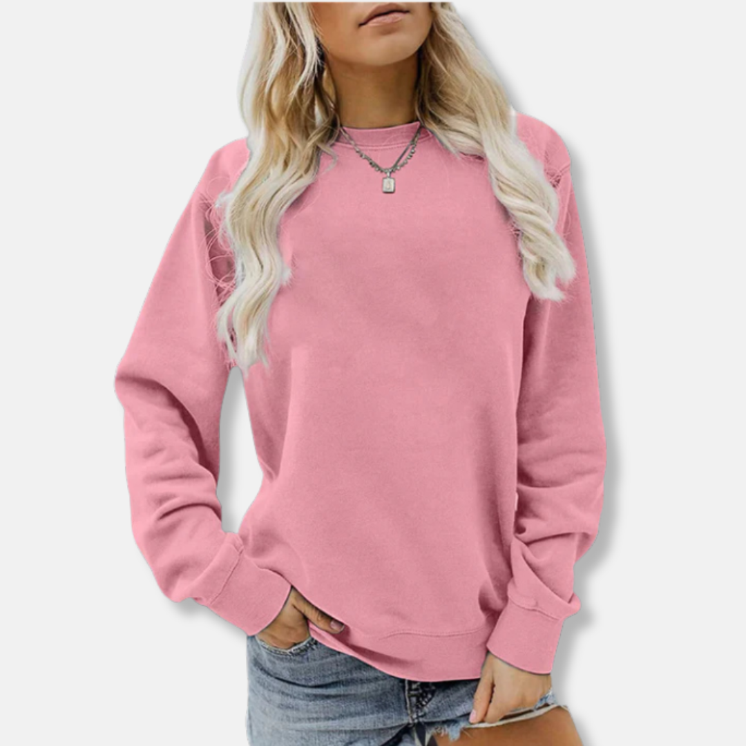 Women’s Crewneck Sweatshirt – Relaxed Fit – Cotton Knit – Ribbed Trim – Casual Wear