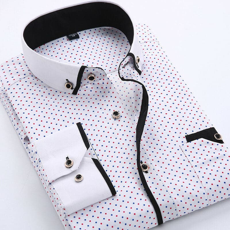 Women's Shirt - Cotton Blend - Classic Fit - Collared Neckline - Contrast Collar And Cuffs