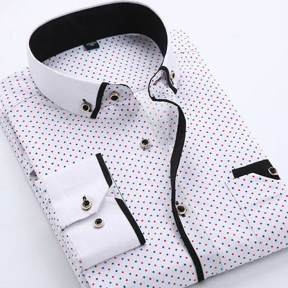Women's Shirt - Cotton Blend - Classic Fit - Collared Neckline - Contrast Collar And Cuffs
