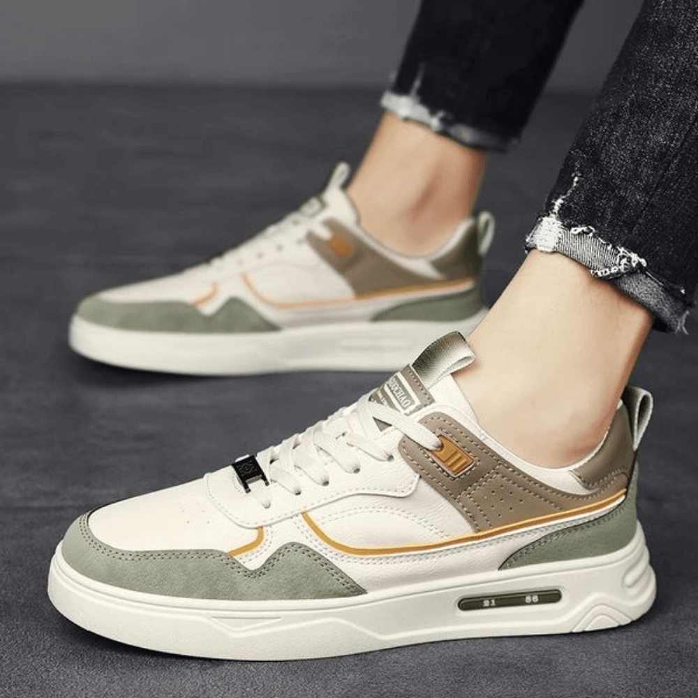 Men’s Sneakers – Leather Blend – Low Top – Non-Slip Sole – Casual Fit