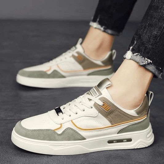 Men’s Sneakers – Leather Blend – Low Top – Non-Slip Sole – Casual Fit