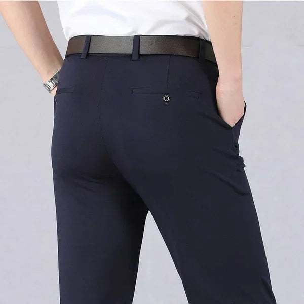 Men’s Formal Trousers – Slim Fit – Stretch Fabric – Flat Front Tailored Style