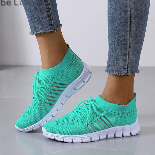 Women’s Sneakers – Breathable Mesh – Sock-Like Fit – Cushioned Sole – Lace-Up Design