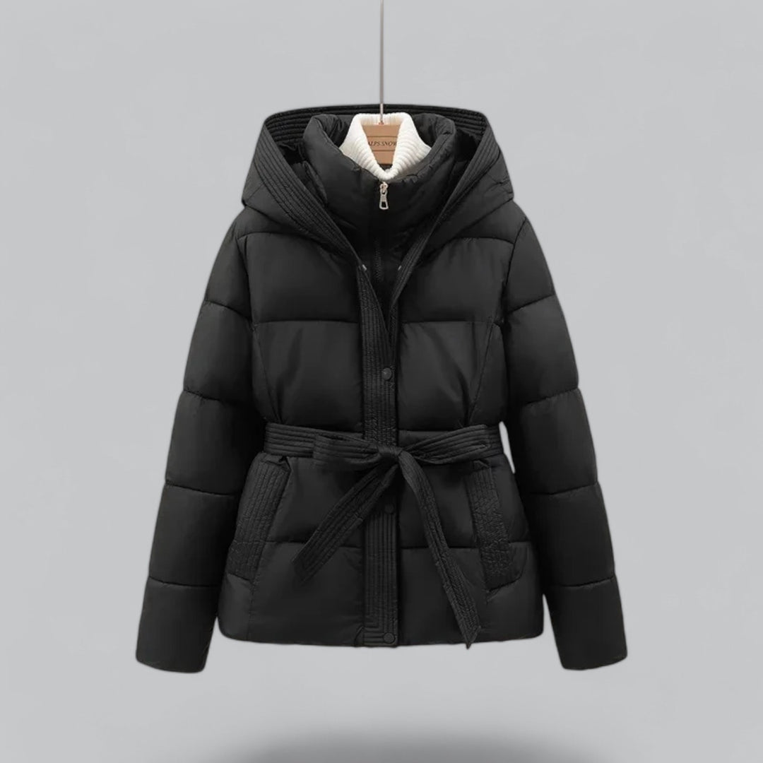 Florence Hooded Quilted Puffer Jacket | Belted Button Front Jacket