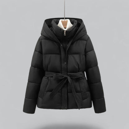 Florence Hooded Quilted Puffer Jacket | Belted Button Front Jacket