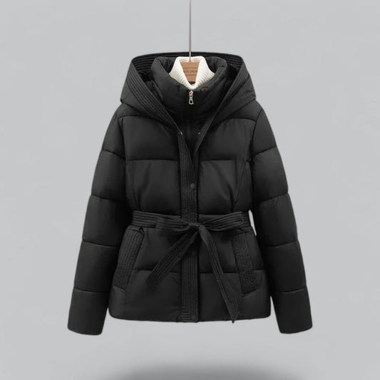 Florence Hooded Quilted Puffer Jacket | Belted Button Front Jacket