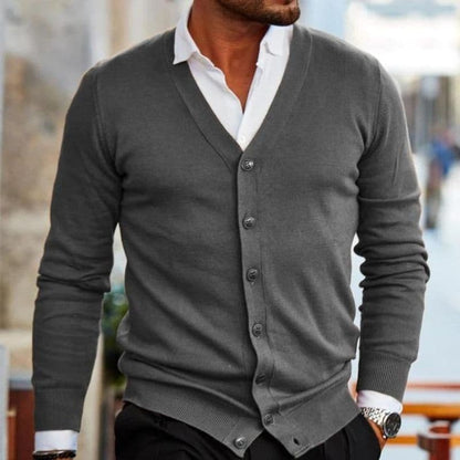Men’s Cardigan – Soft Knit – Regular Fit – V-Neck – Button Front – Ribbed Trim
