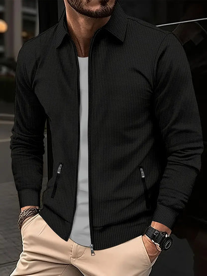 Men’s Slim Fit Jacket – Cotton Blend – Zip Front – Shirt Collar – Casual Wear