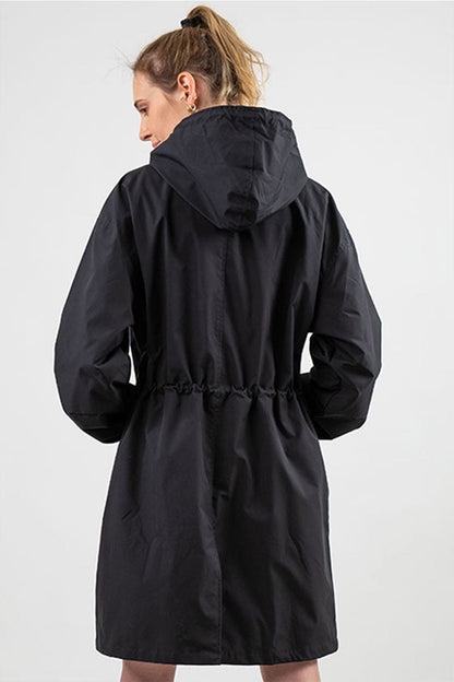 Daisy Hooded Coat | Button Front Side Pockets Coat