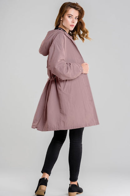 Daisy Hooded Coat | Button Front Side Pockets Coat