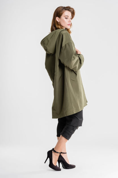 Daisy Hooded Coat | Button Front Side Pockets Coat
