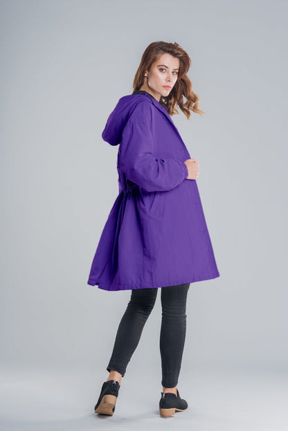 Daisy Hooded Coat | Button Front Side Pockets Coat