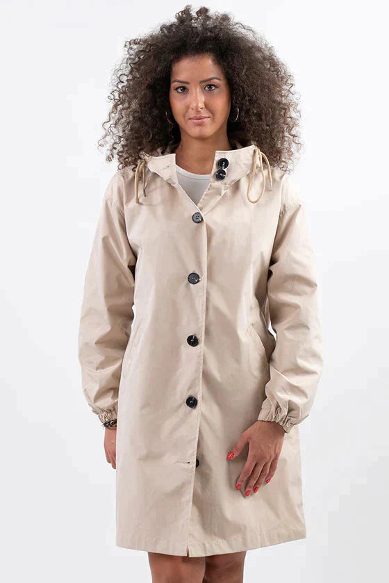 Daisy Hooded Coat | Button Front Side Pockets Coat