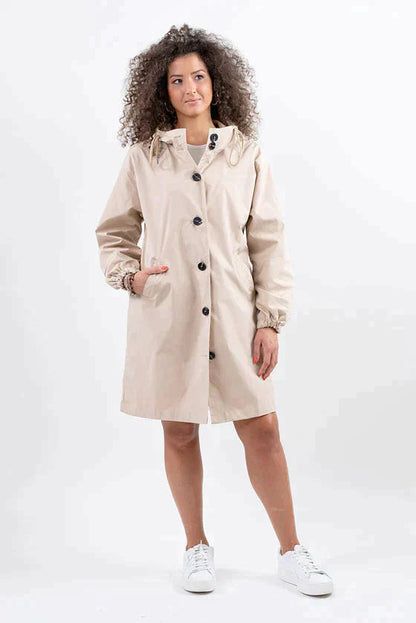 Daisy Hooded Coat | Button Front Side Pockets Coat