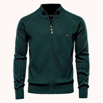 Men’s Hybrid Jacket – Slim Fit – Knitted Wool Blend – Zip-Up – Ribbed Trim