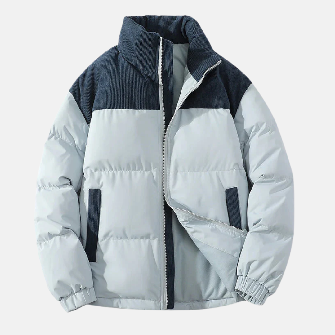 Charles Quilted Puffer Jacket | Ribbed Color Block Jacket