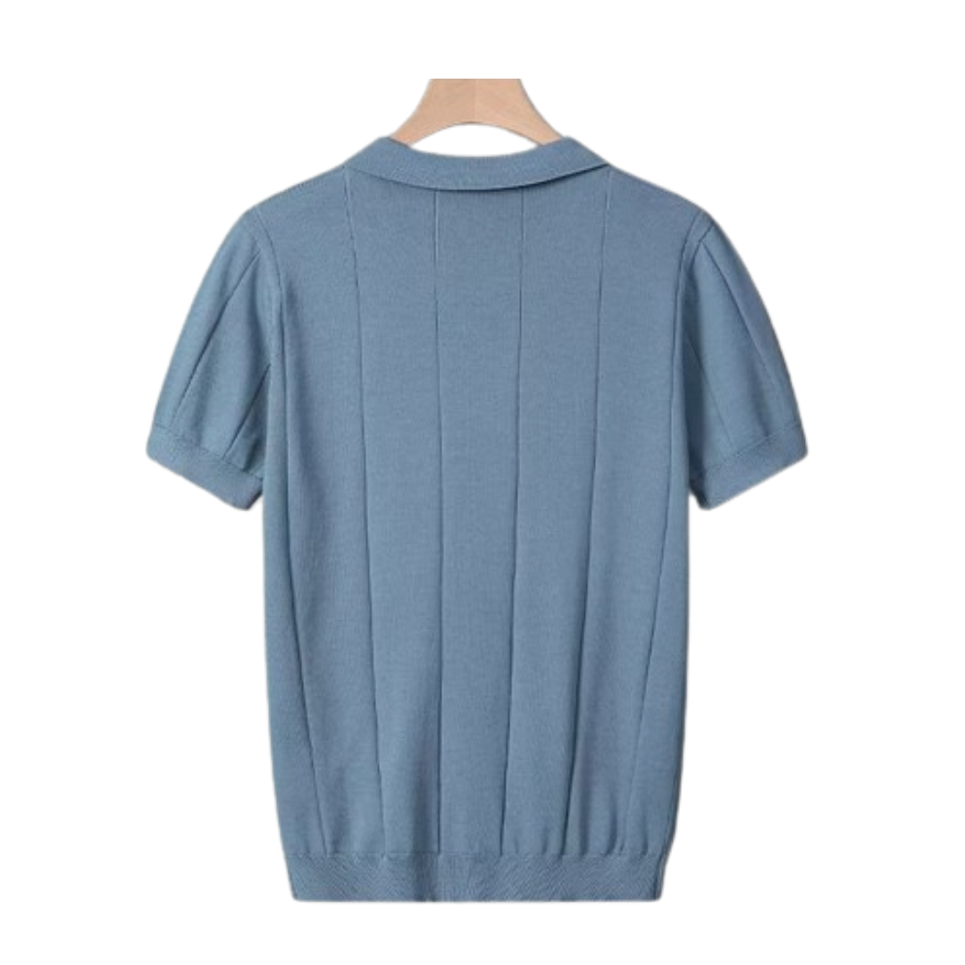 Oliver Ribbed Collared V-Neck Polo Shirt | Regular Fit Short Sleeve Polo Shirt