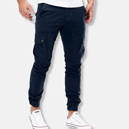 Men’s Cargo Pants – Slim Fit – Cotton Blend – Drawstring Waist – Elastic Cuffs