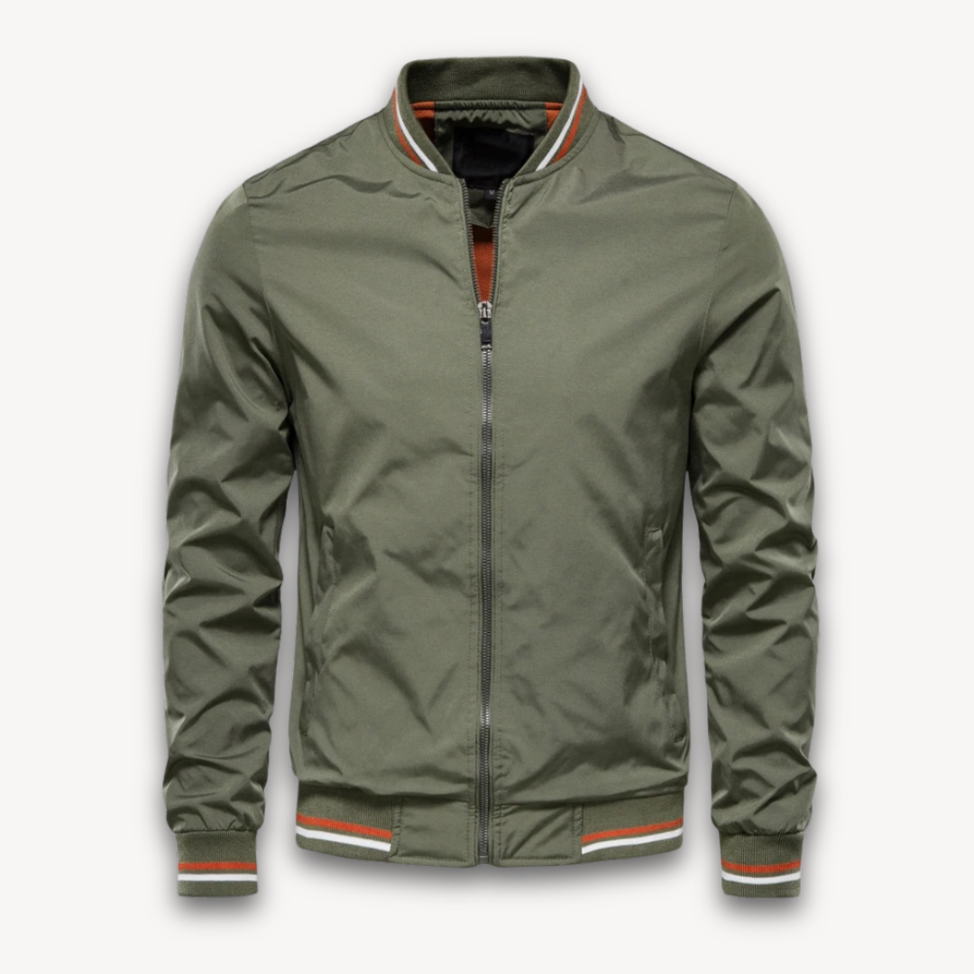 Men’s Bomber Jacket – Relaxed Fit – Lightweight Breathable Blend – Zip Front – Ribbed Trim