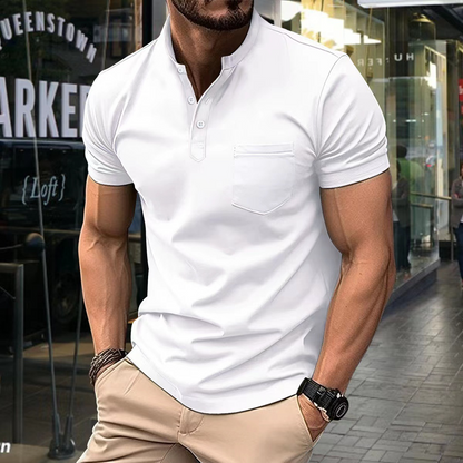 Men’s Polo Shirt – Slim Fit – Soft Knit – Half Collar – Chest Pocket – Short Sleeve