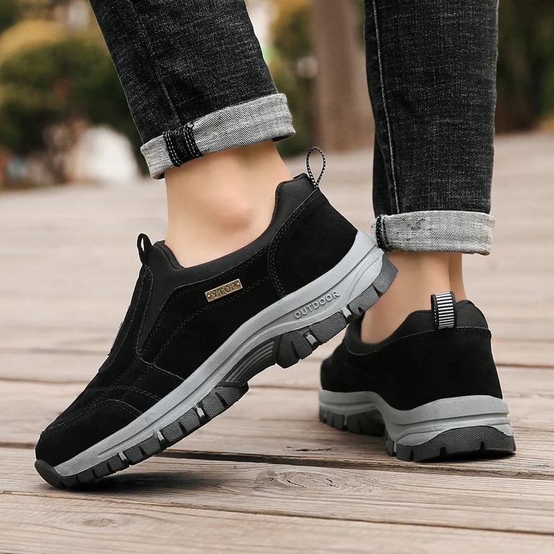 Men’s Hiking Shoes – Slip-On Comfort – Low Top – Orthotic Support – Grip Sole