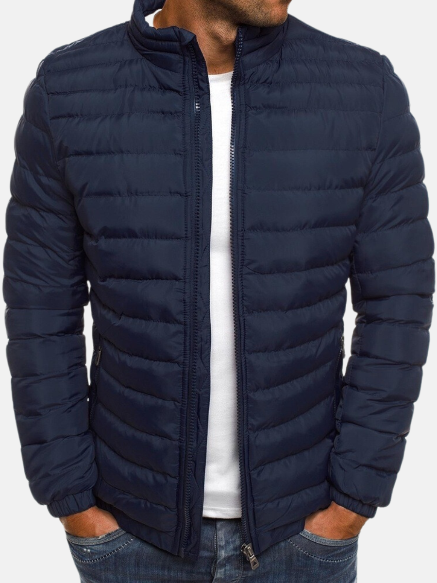 Men’s Quilted Jacket – Slim Fit – Lightweight Padded – High Collar Casual Wear