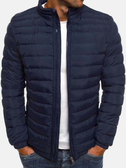 Men’s Quilted Jacket – Slim Fit – Lightweight Padded – High Collar Casual Wear