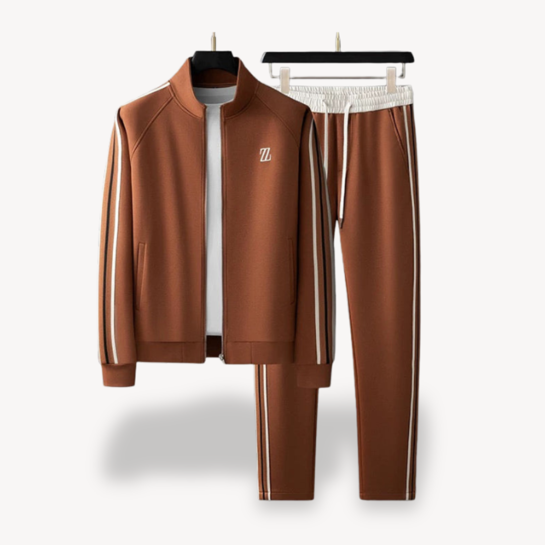 Men’s Tracksuit Set – Slim Fit – Lightweight Stretch Fabric – Zip Jacket & Drawstring Pants