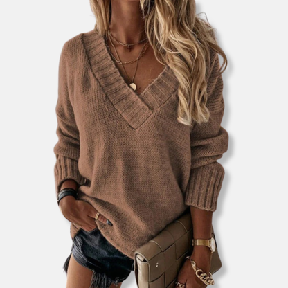 Isabella Wool V-Neck Sweater | Oversized Fit Casual