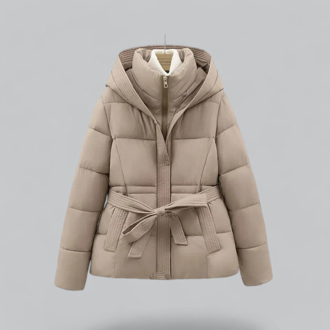 Florence Hooded Quilted Puffer Jacket | Belted Button Front Jacket