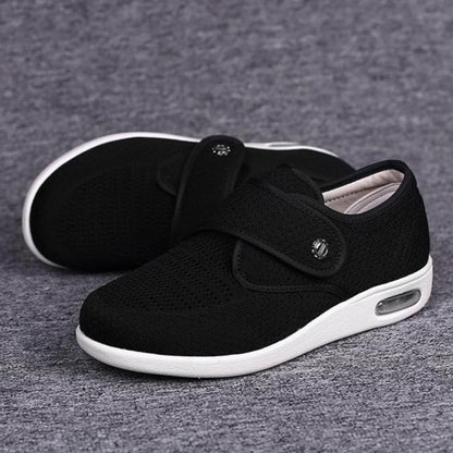 Women’s Orthopedic Shoes - Knit Mesh Upper - Velcro Strap - Cushioned Sole - Ankle Height