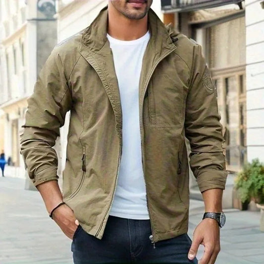 Men’s Jacket - Waterproof Blend - Collared Neck - Zipper Pockets
