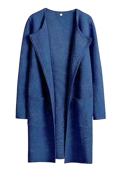 Women’s Coat – Wool Blend – Relaxed Fit – Knee Length – Wide Lapel – Minimalist Style