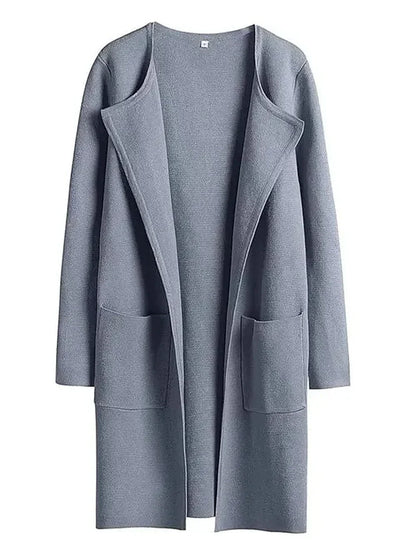 Women’s Coat – Wool Blend – Relaxed Fit – Knee Length – Wide Lapel – Minimalist Style