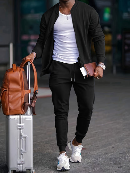 Men’s Tracksuit Set – Slim Fit – Soft Knit – Zip-Up Jacket – Tapered Joggers