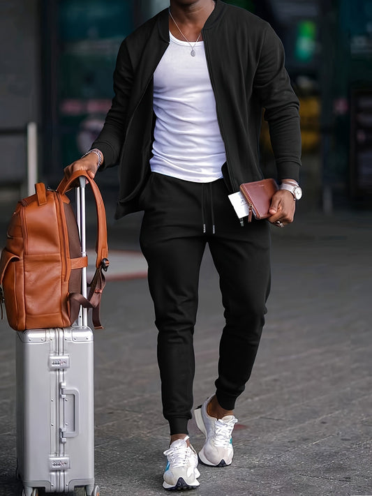 Men’s Tracksuit Set – Slim Fit – Soft Knit – Zip-Up Jacket – Tapered Joggers