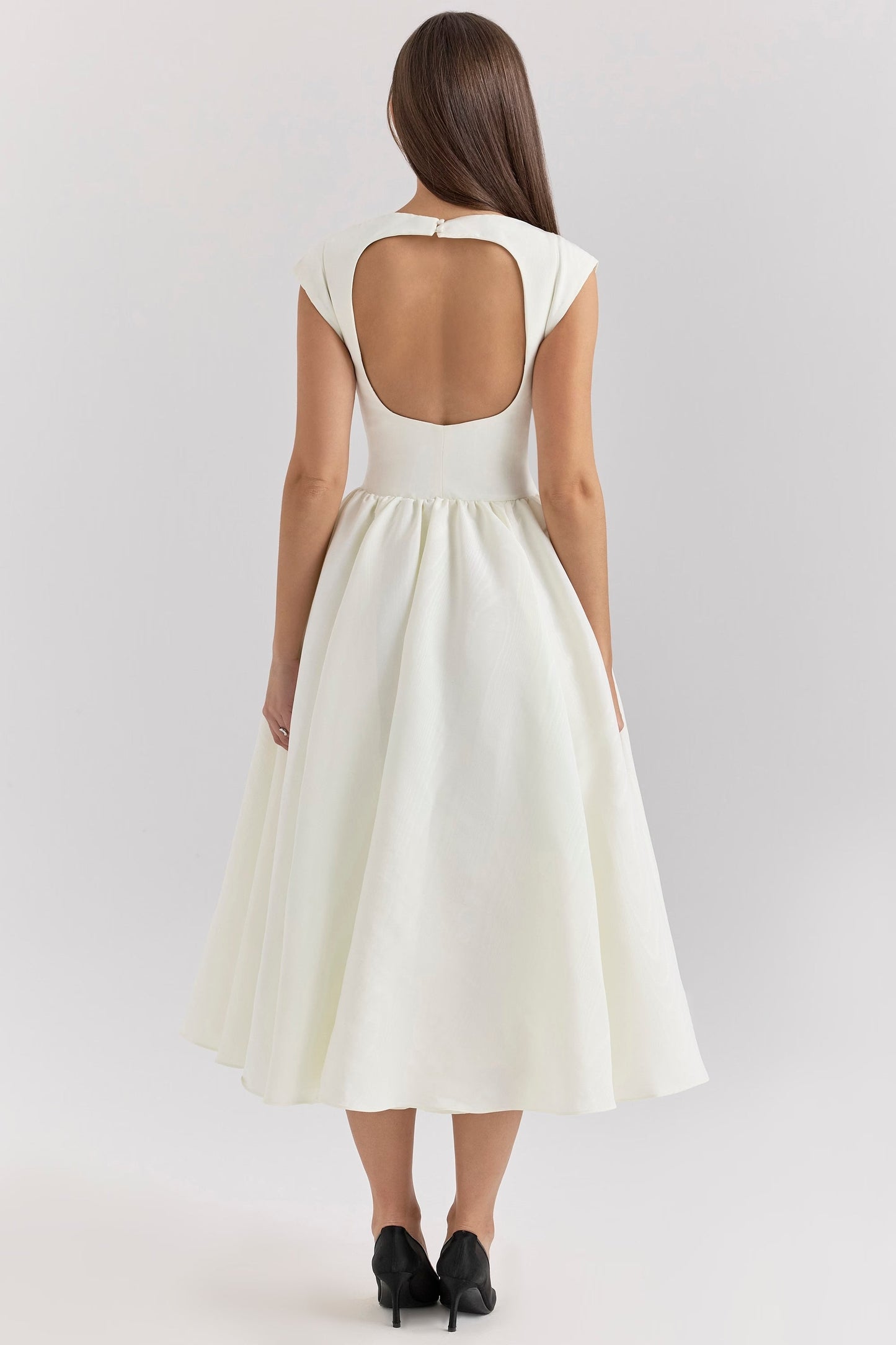 Women’s Midi Dress – Satin Finish – A-Line Fit – Sleeveless – High Neck – Formal Wear