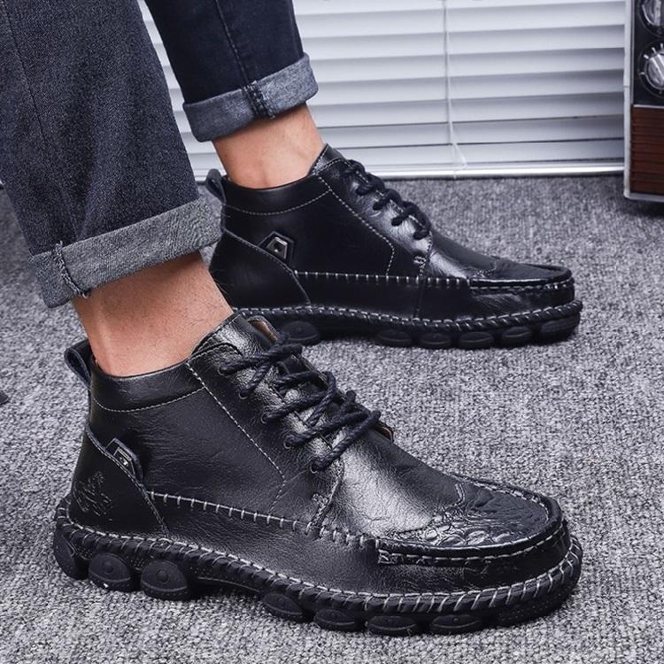 Men’s Leather Boots – Ankle Height – Structured Fit – Lace-Up – Grip Sole – Casual Style