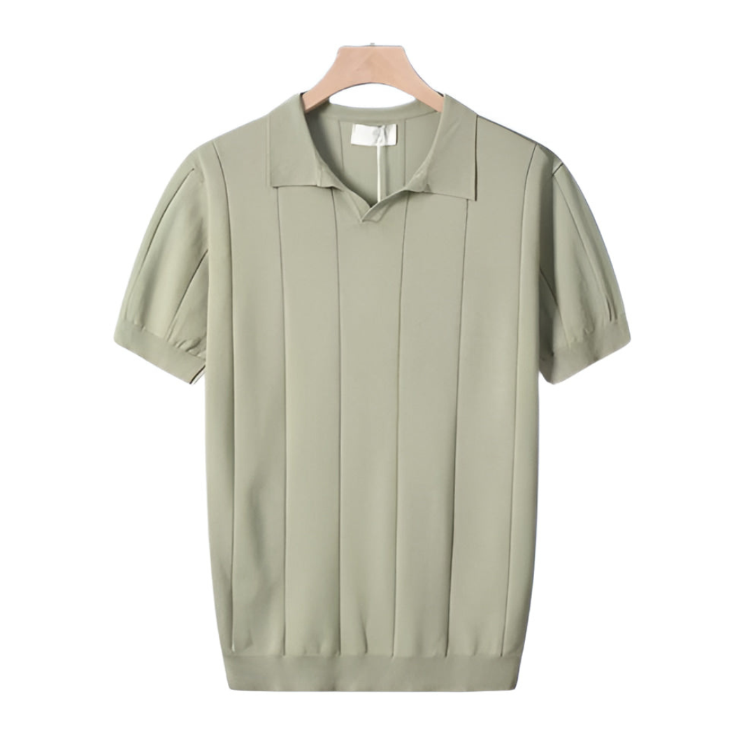 Oliver Ribbed Collared V-Neck Polo Shirt | Regular Fit Short Sleeve Polo Shirt