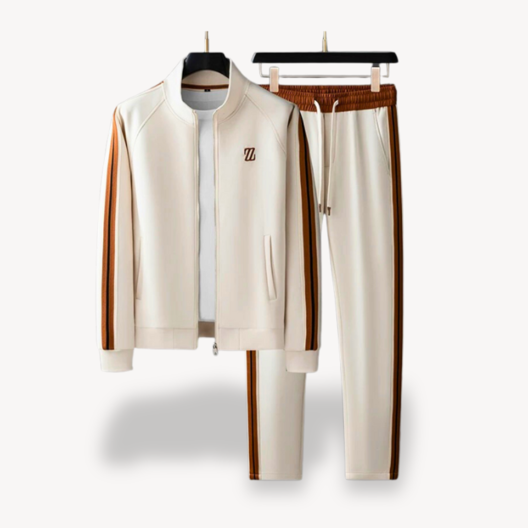 Men’s Tracksuit Set – Slim Fit – Lightweight Stretch Fabric – Zip Jacket & Drawstring Pants