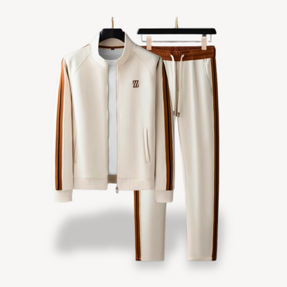 Men’s Tracksuit Set – Slim Fit – Lightweight Stretch Fabric – Zip Jacket & Drawstring Pants